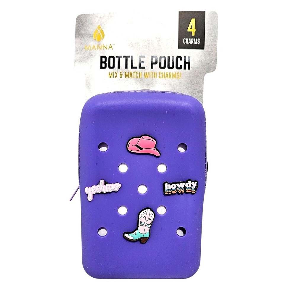 Manna Purple Western Bottle Pouch Bag Silicone Charm Holder Stanley Compatible